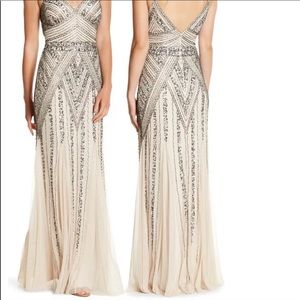 ✨BEAUTIFUL Champaign V Neck gown! Perfect for bridesmaid or prom. Worn once!